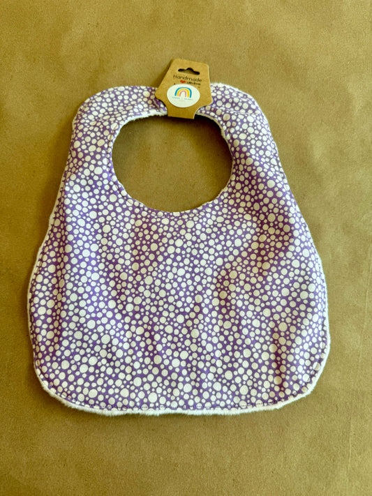 White Modern Polka Dots on Purple : Bib