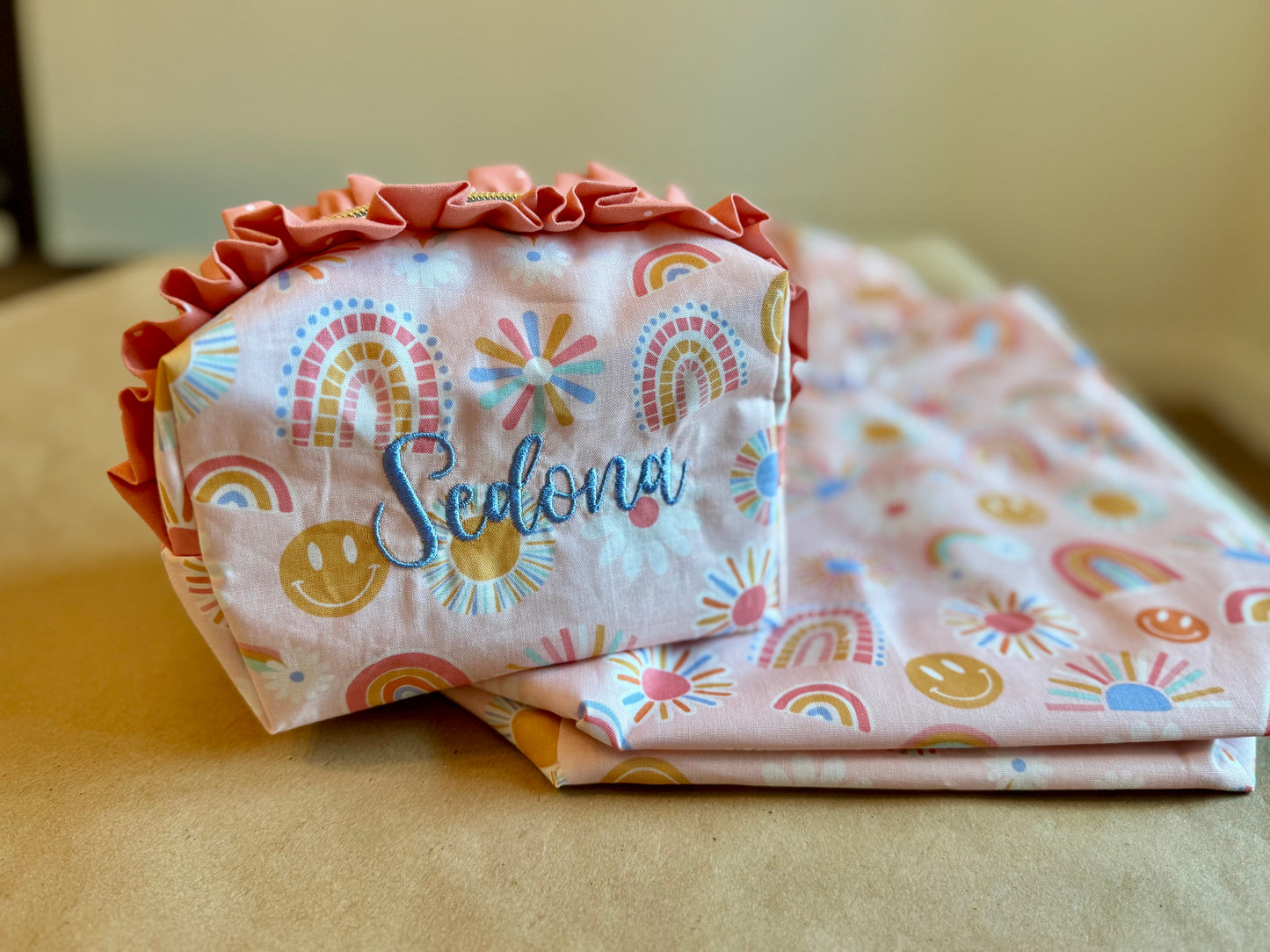 Personalized Ruffled Zipper Pouch