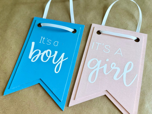 Pennant Baby Announcement : It's a Girl + It's a Boy