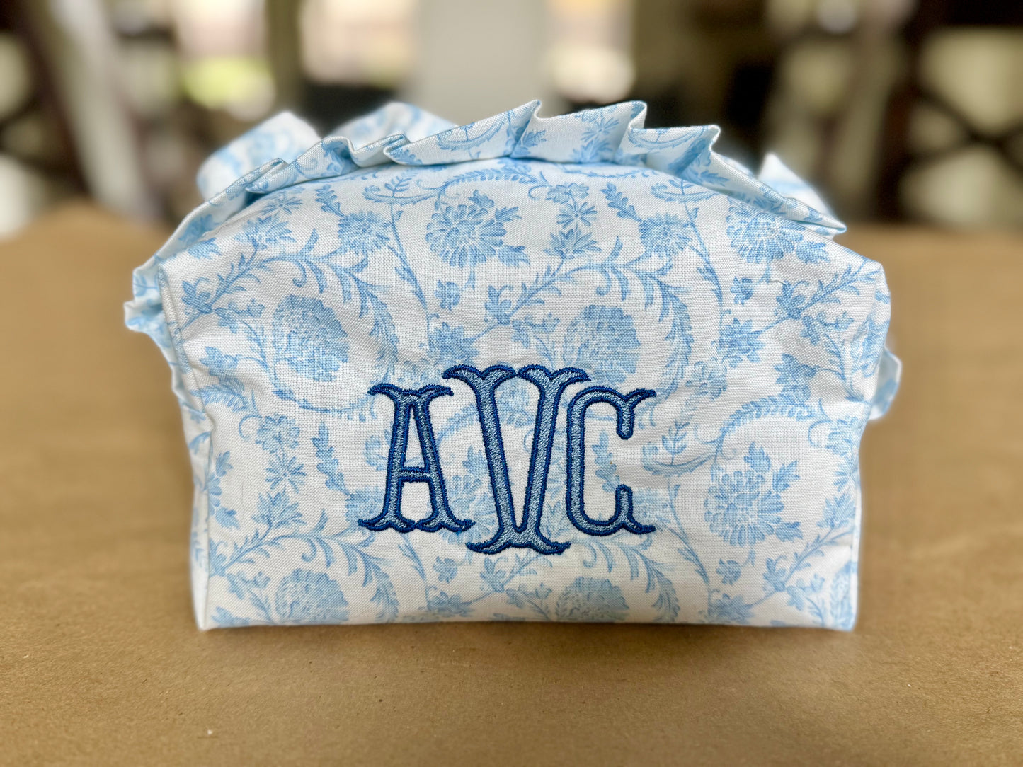 Personalized Ruffled Zipper Pouch