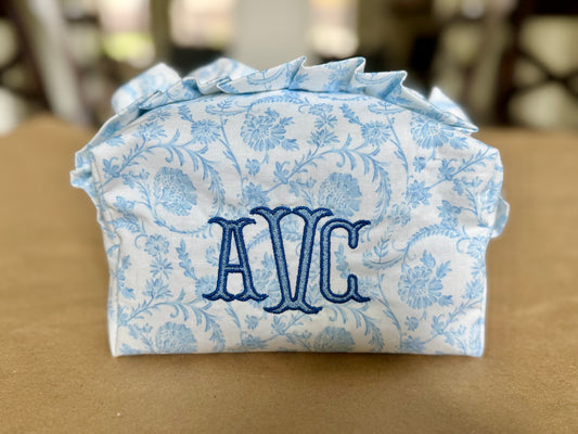 Personalized Ruffled Zipper Pouch