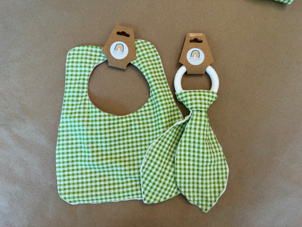 Classic Lime Green + White Gingham : Teether