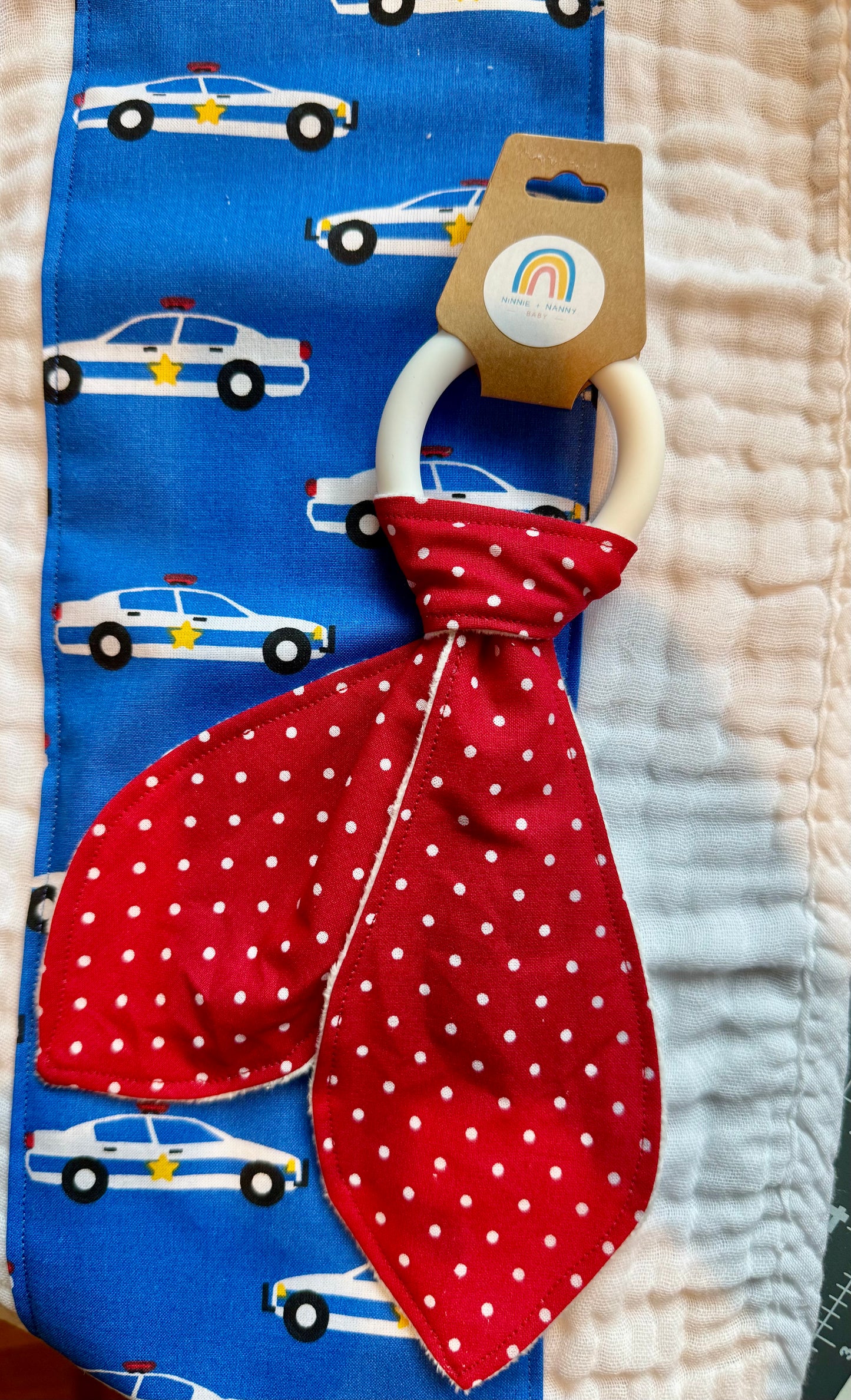 White Polka Dots on Red : Teether