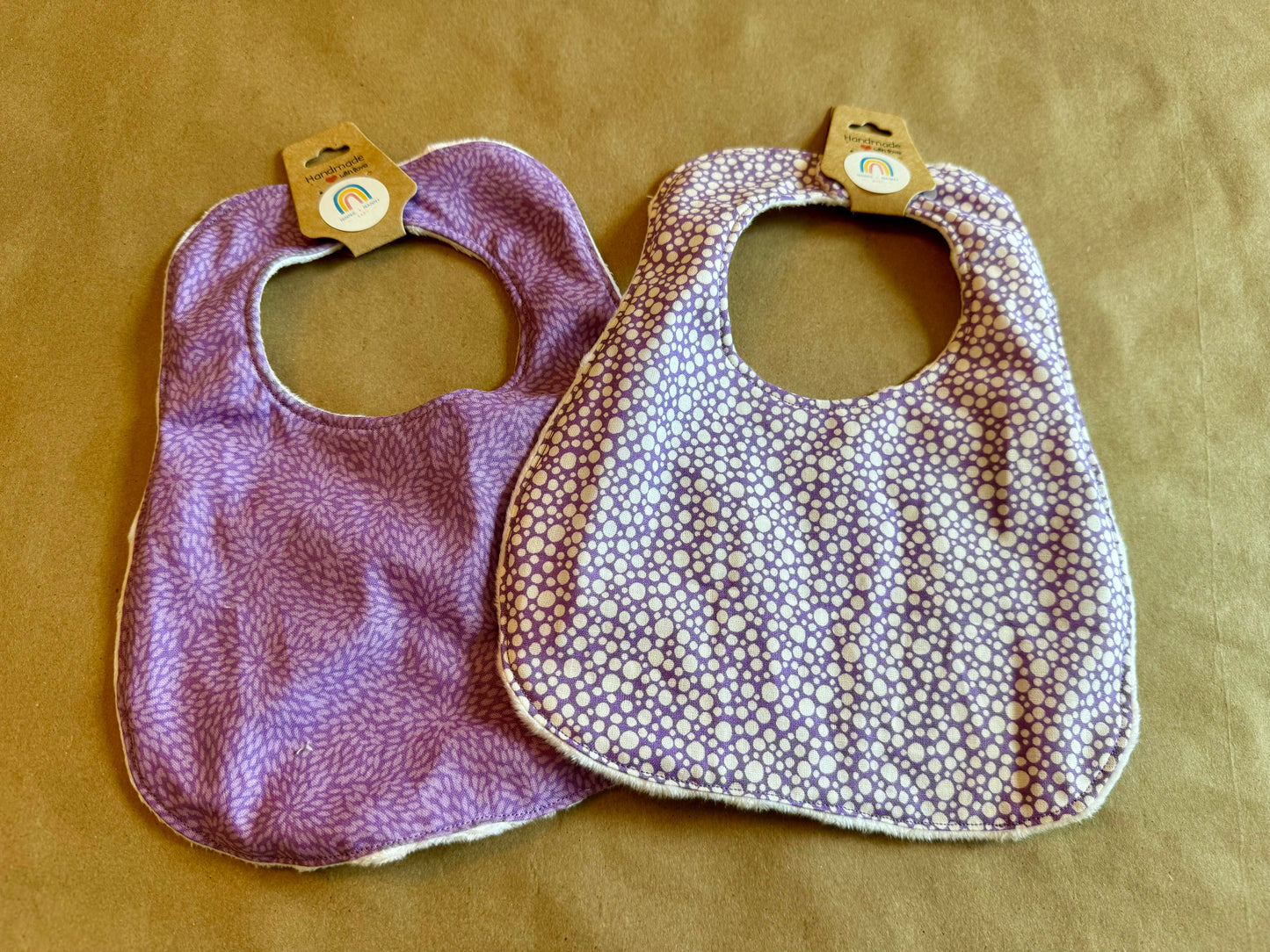 White Modern Polka Dots on Purple : Bib