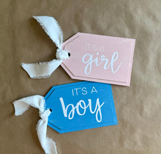 Gift Tag Baby Announcement : It's a Girl + It's a Boy