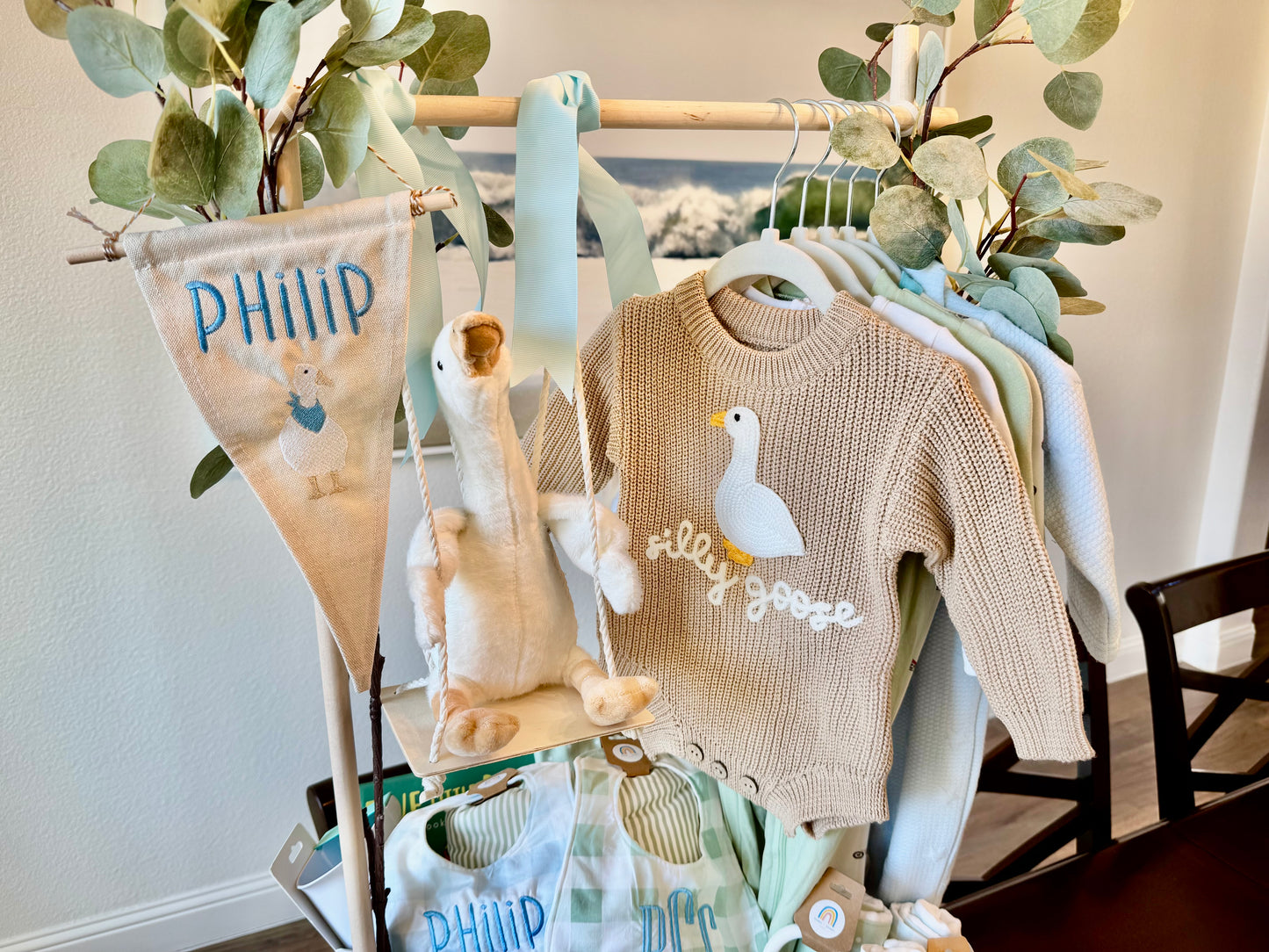 Silly Goose + First Name : Canvas Banner - Pennant Flag